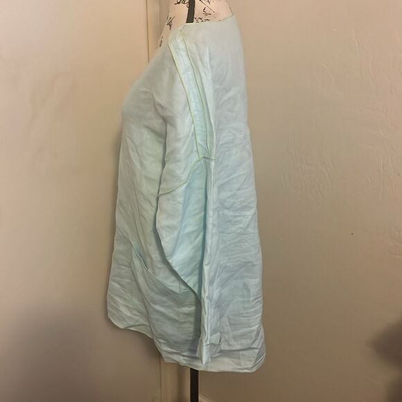 Soft Surroundings Blue 100% Linen Top Minimalist Boho Lagenlook Coastal Beach - Picture 2 of 10